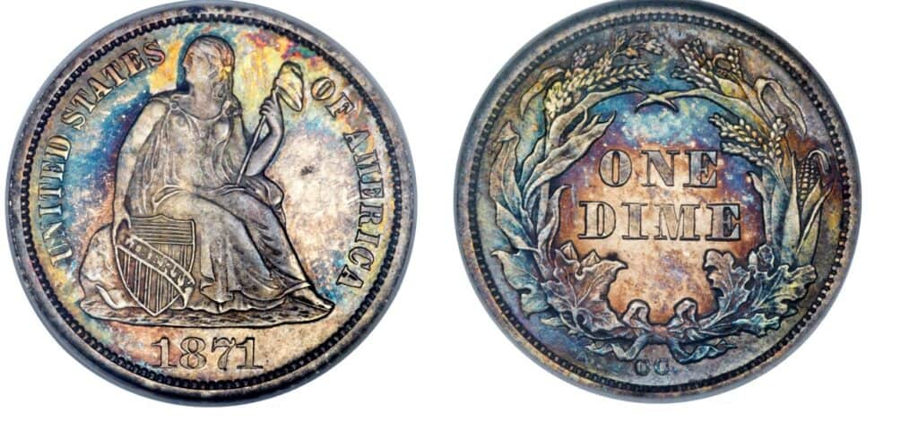 1871 CC Seated Liberty Dime Mint Condition