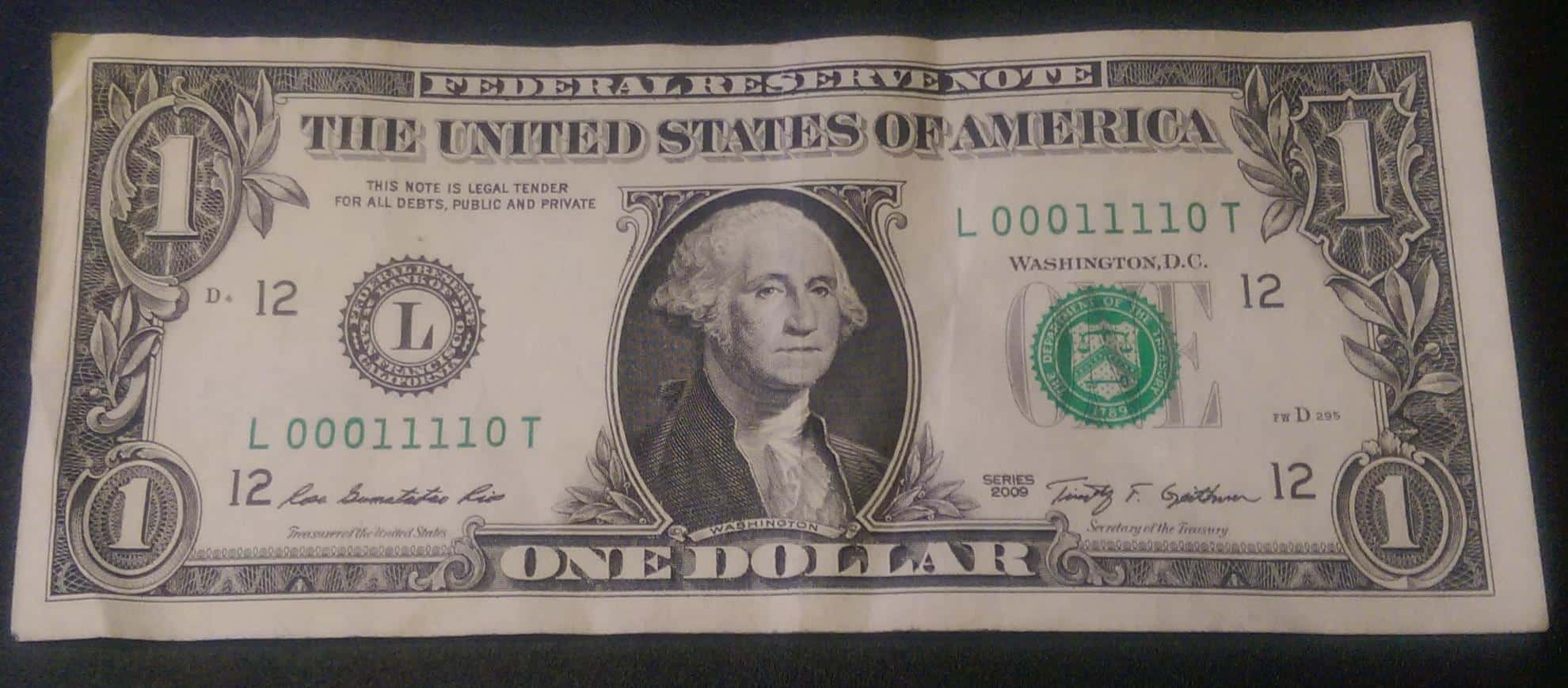 20 dollar bill repeating serial number