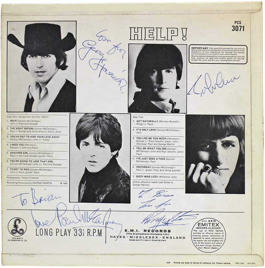 1965 Help! Album Cover Signed by All Four Beatles