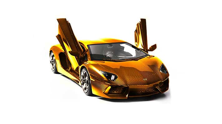 Gold Lamborghini Aventador Model Car 