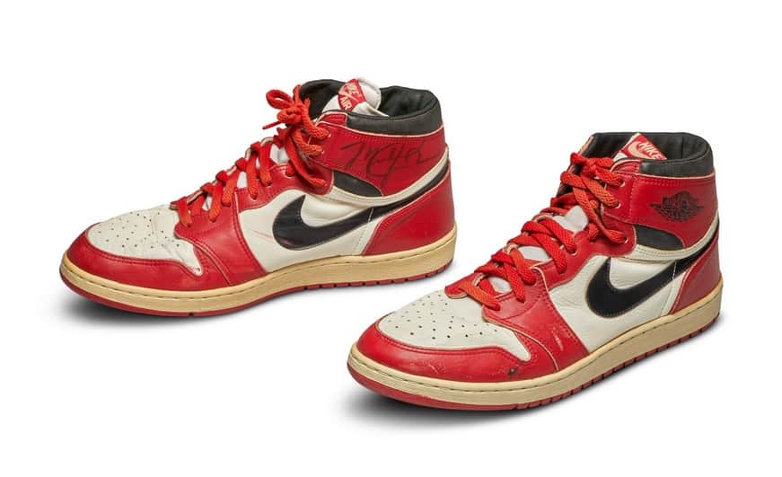 Nike Air Jordan 1s worn by Michael Jordan in 1985 
