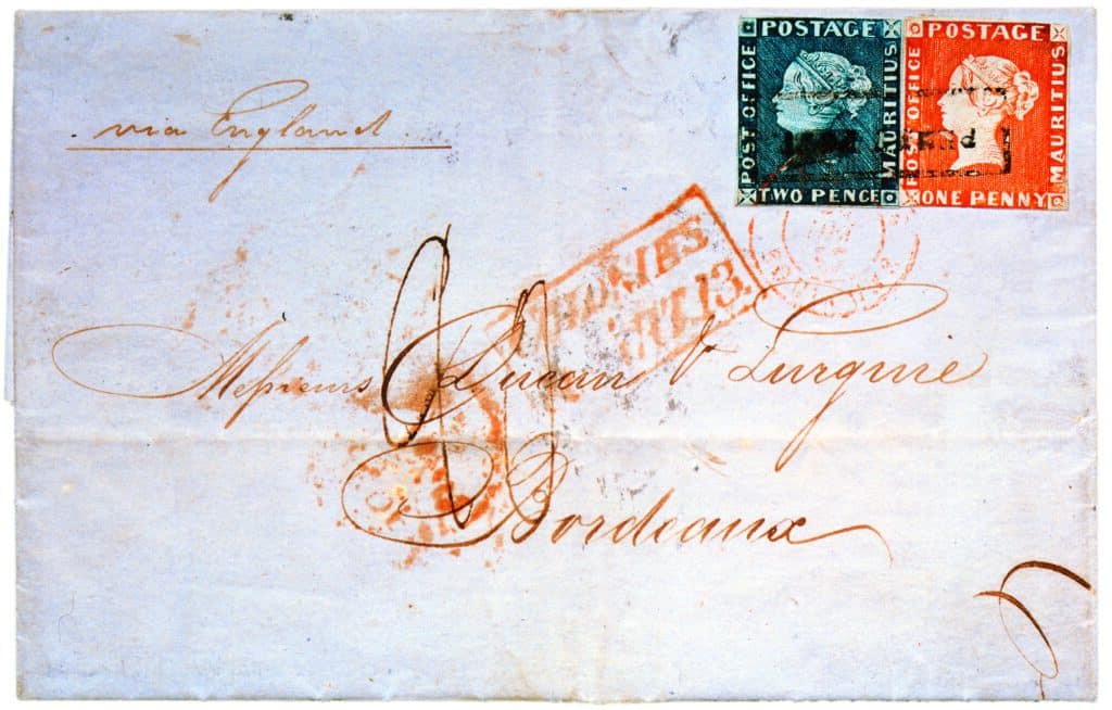 The 1847 1d Orange-red and the 2d Deep Blue Mauritius "Post Office" Stamps
