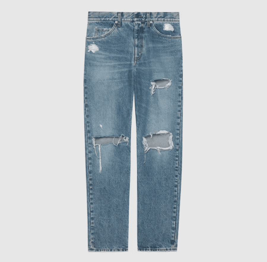 Ripped Eco Bleached Organic Denim Jeans