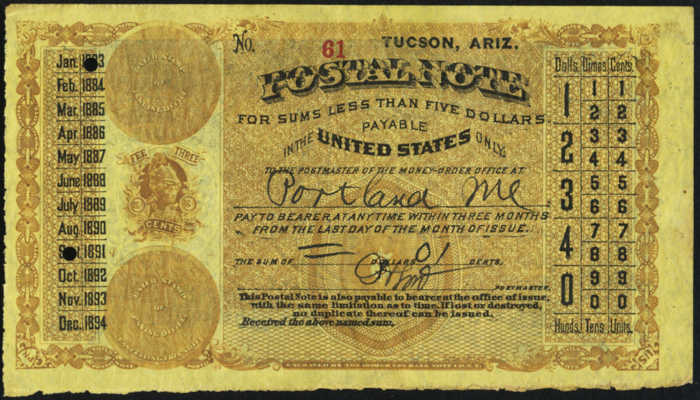 $1 - $5 Postal Note