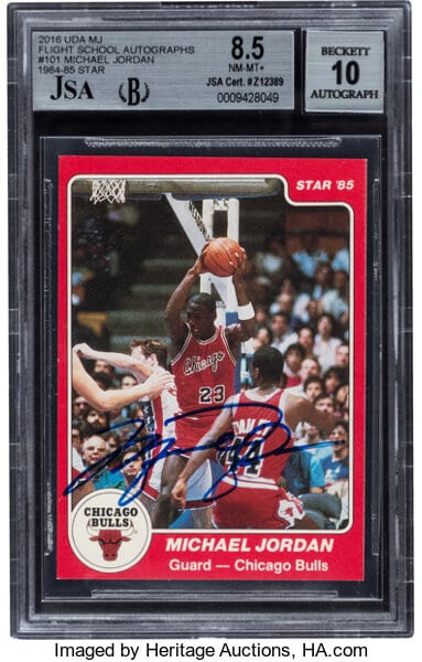 1984-85 Star Co. Michael Jordan #101 Signed Rookie BGS NM-MT+ 8.5, Autograph 10