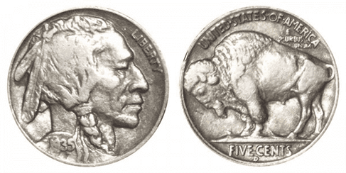 NICE RARE 1935 HIGH GRADE BUFFALO Nickel on a  28" 925 Sterling Silver Chain 