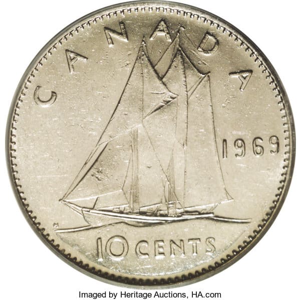 1969 Large Date 10-Cents