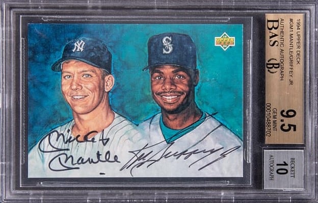 Mickey Mantle and Ken Griffey Jr. Dual Signed Upper Deck UDA Card