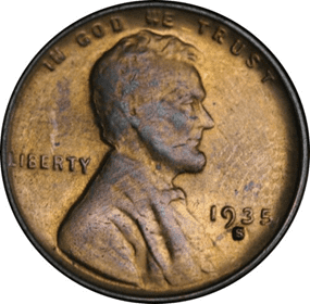 1935 Penny with Repunched Mint Mark