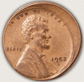 1935 Wheat Penny with off-centre Strike