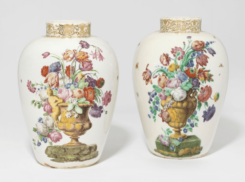 A Pair of Capodimonte Oviform Vases
