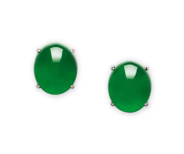 Jadeite and Diamond Ear Studs