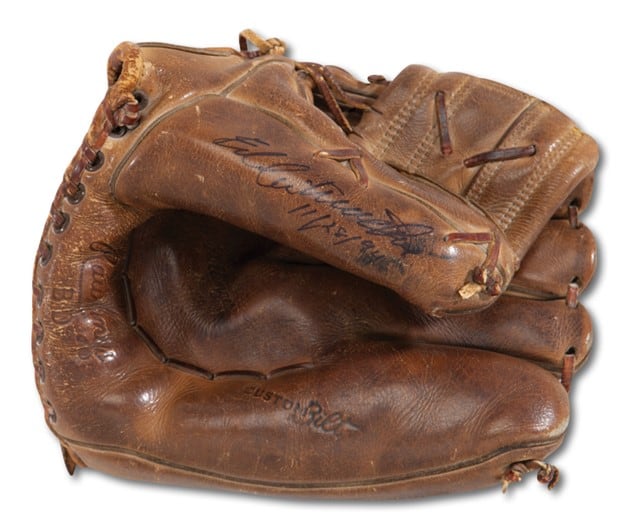Rare RAWLINGS TG 48 EDDIE MATHEWS Six Finger Baseball Glove 1960's *Nice*