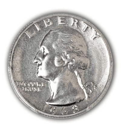 1968-S Proof Quarter, Struck on a 90% Silver Planchet