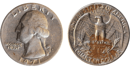1971 quarter dollar with no mint mark 