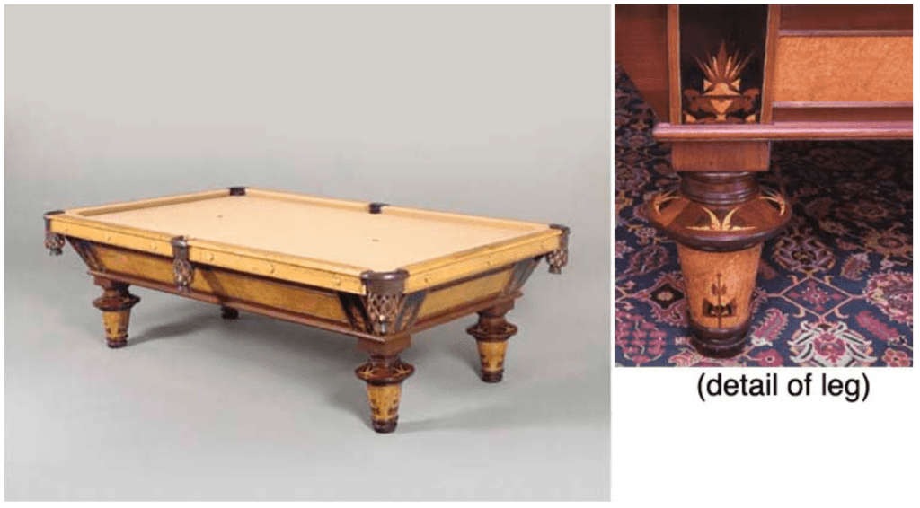 Antique Wood and Marquetry Pool Table