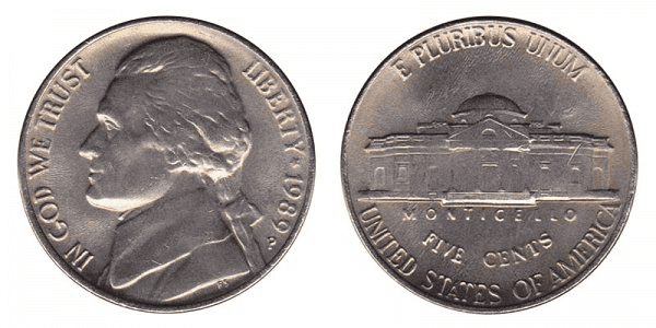 1989-P Jefferson Nickel