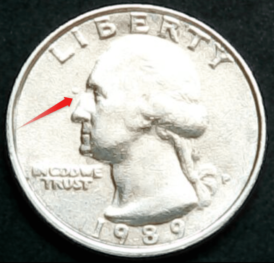 1989 P Washington Quarter Error Die Chip