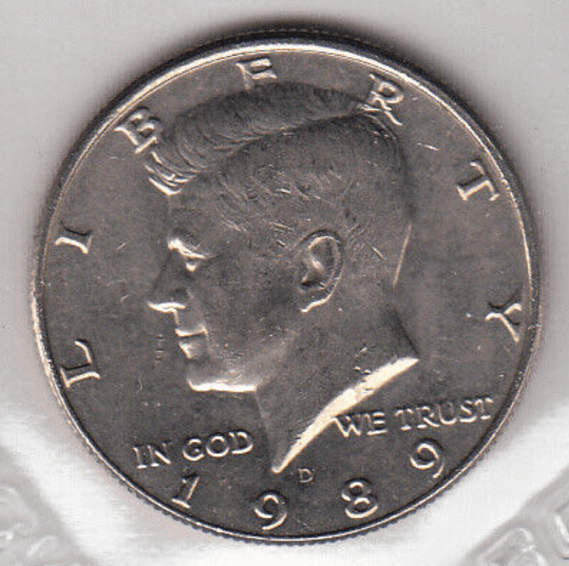 1989-D Kennedy Half Dollar Misaligned Die Off Center