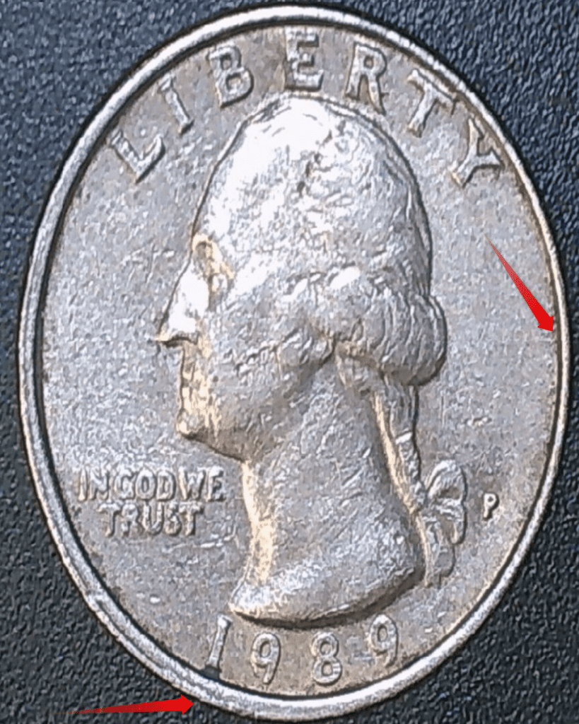 1989-P Washington Quarter Misaligned Strike Error Coin