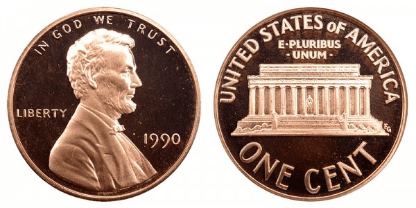1990 No S Lincoln Penny