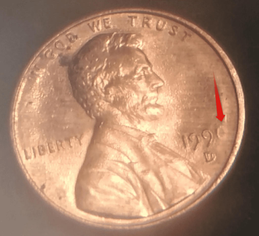1990 Lincoln Penny With Faded ‘0’