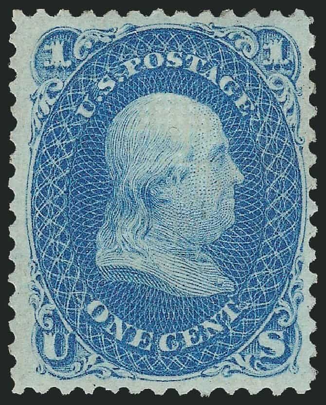 USA 1868 1¢ Benjamin Franklin Z Grill