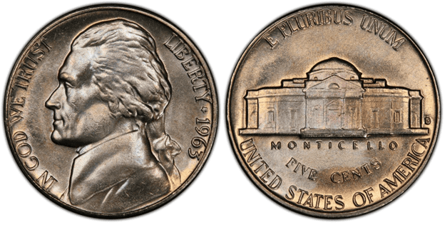 1963 D Jefferson nickel (proof)