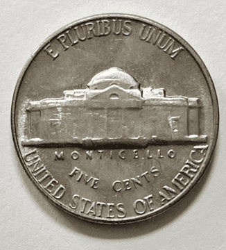 1966 Jefferson coin with double die reverse error