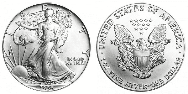 1986 Silver Eagle Bullion Dollar (No Mint Mark)