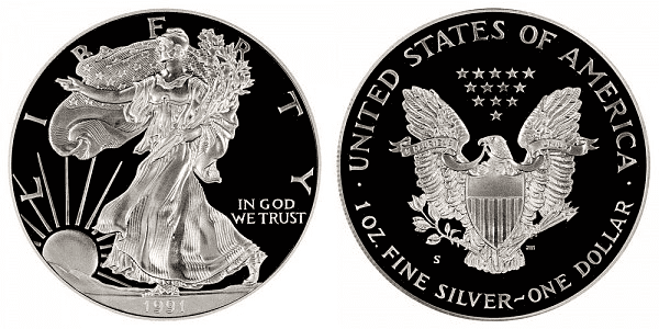 1991 S American Silver Eagle Bullion Coins (Proof)