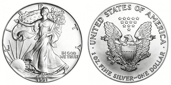 1991 W American Silver Eagle Bullion Coins