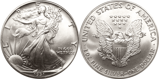 1991 silver dollar coin