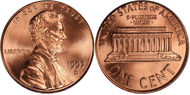 1992 D Lincoln Penny
