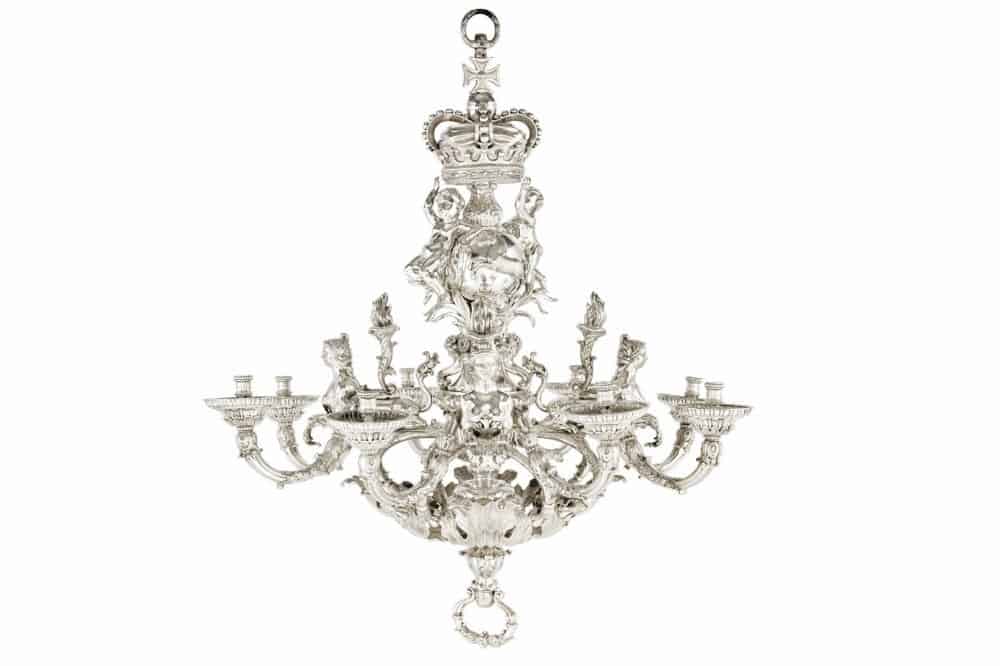 Givenchy Royal Hanover German Silver Eight-Light Chandelier