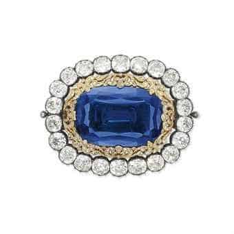 An Antique Style Sapphire and Diamond Brooch