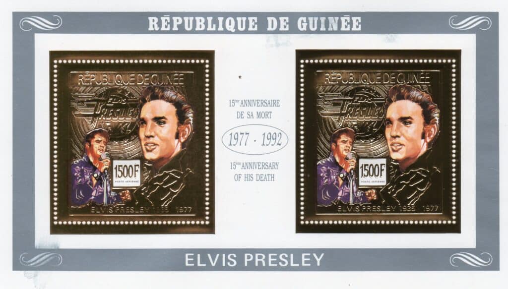Elvis Presley Guinea 15th Memorial Gold Foil IMPF Collective Sheet Mint NH