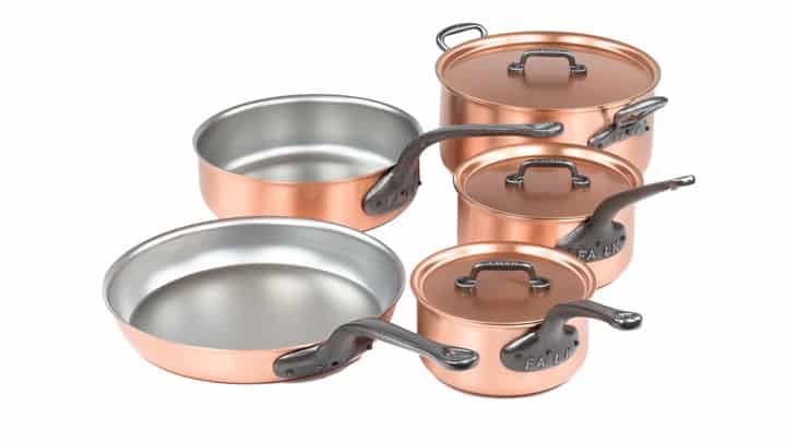 Luxury Copper Pot and Pans 9-pcs Set with Standard Lid - Amoretti Brothers