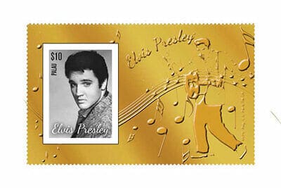 Elvis Presley Palau Souvenir Stamp Gold Foil Sheet 70th Birth Anniversary