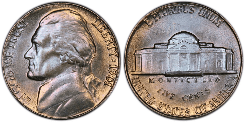 1961 P Jefferson nickel