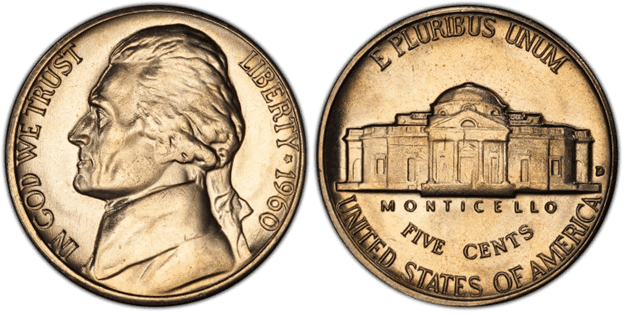 1960 D Jefferson nickel