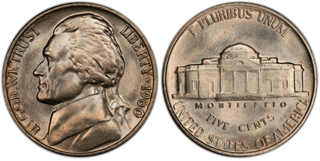 1960 P Jefferson nickel