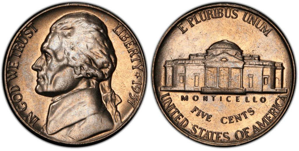 1957 P Jefferson nickel