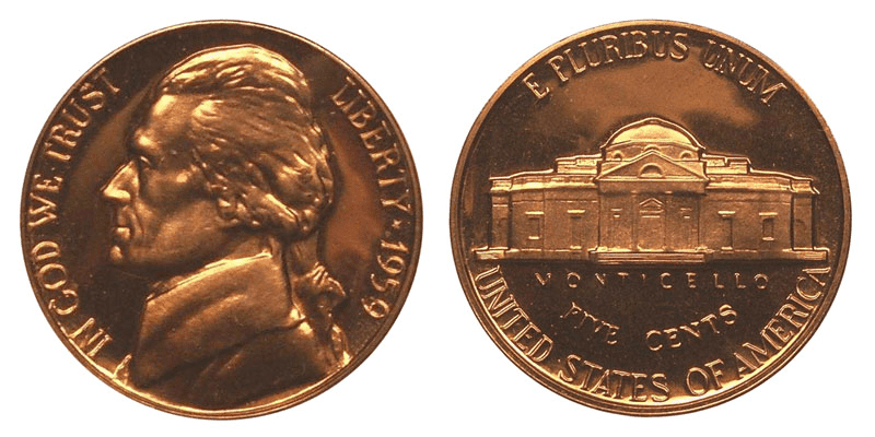 1959 P Jefferson nickel (proof)