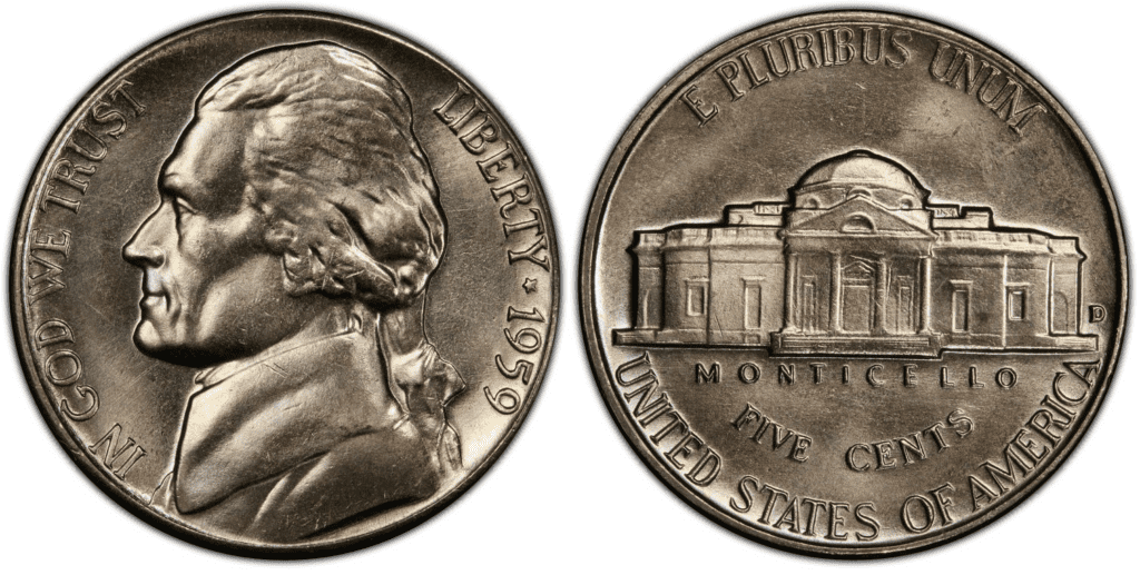 1958 D Jefferson nickel