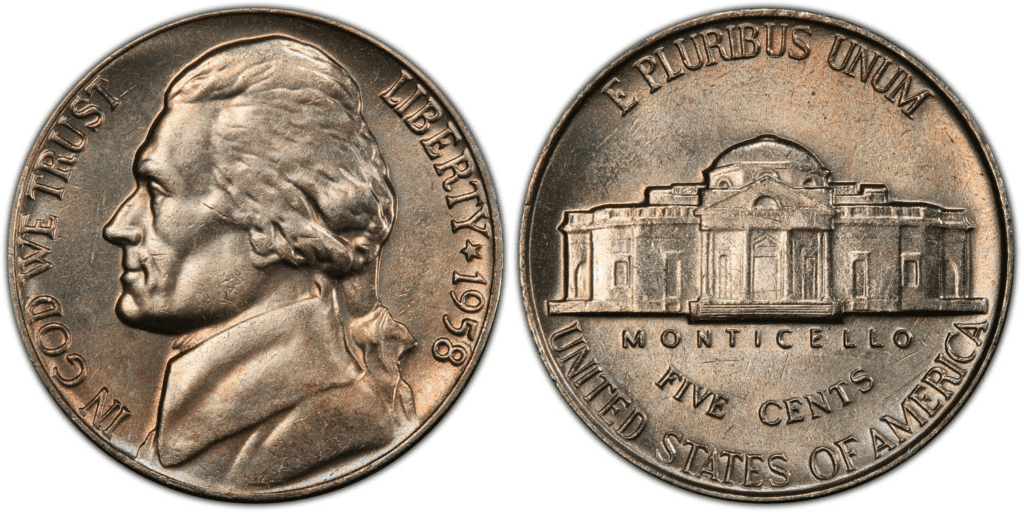 1958 P Jefferson nickel
