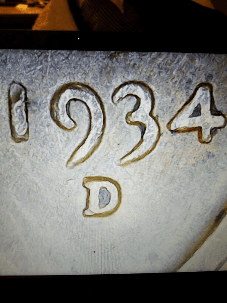 1934 penny repunched mintmark