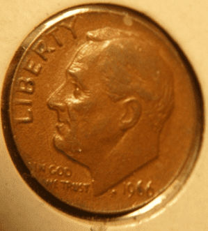 1966 Dime Missing Clad Error