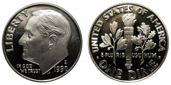 1990 S Roosevelt Dime