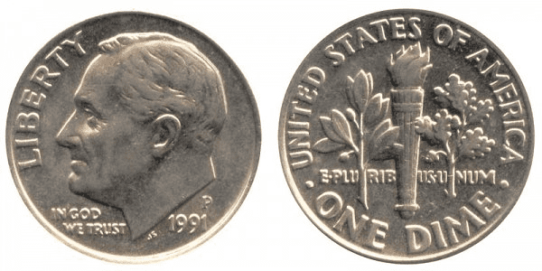 1991 P Roosevelt Dime